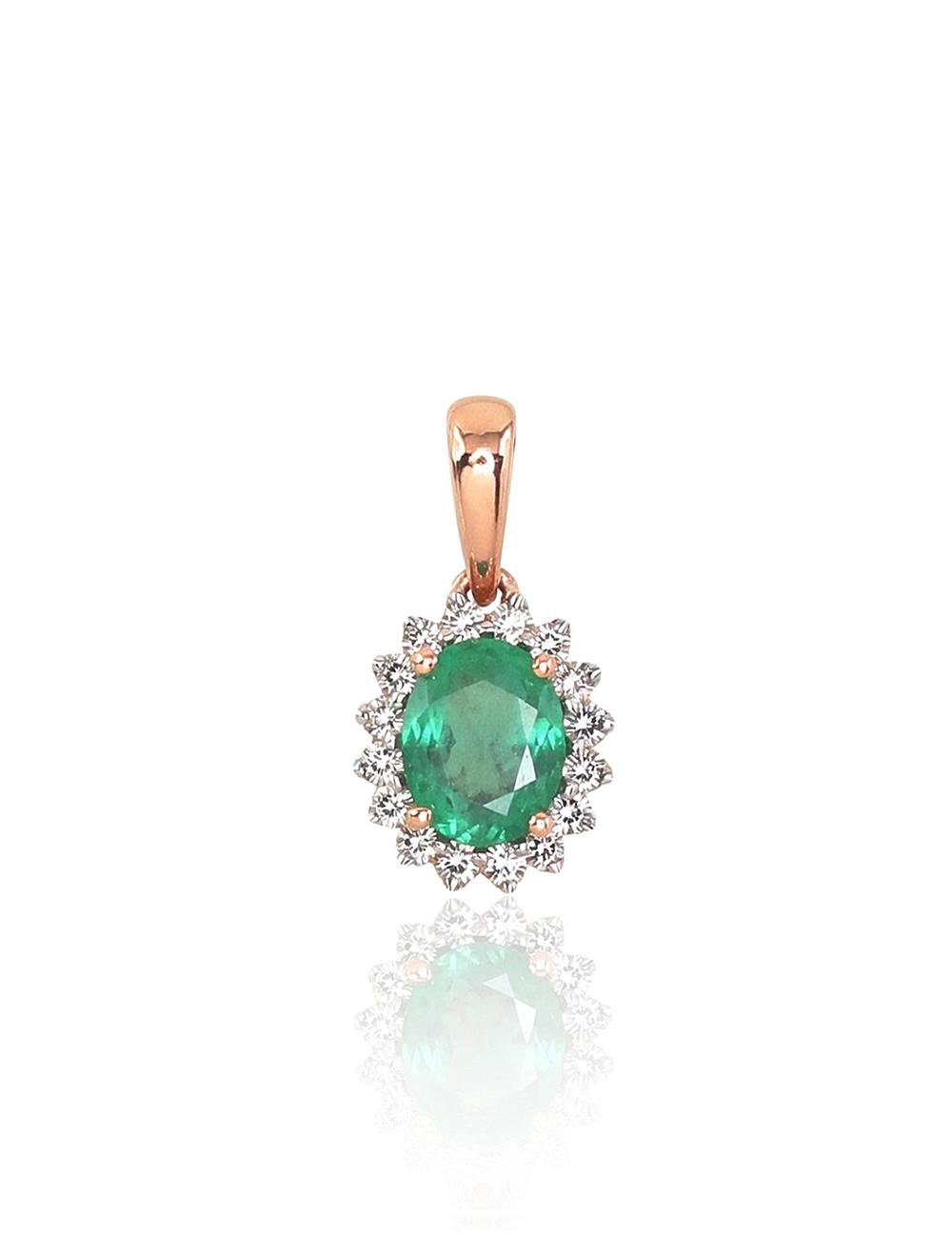Gold pendant with Diamonds , Emerald