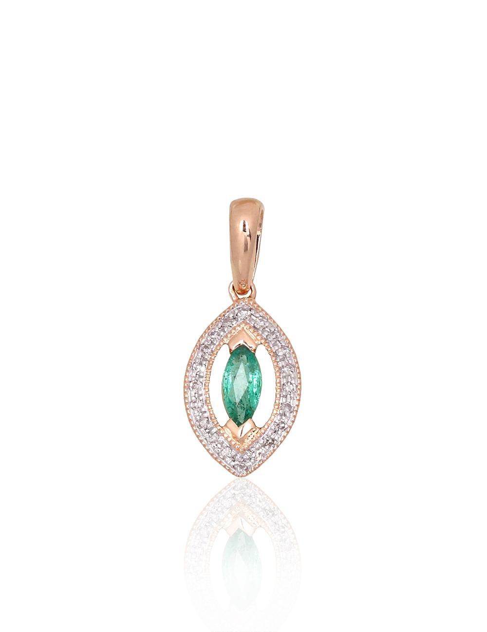 Gold pendant with Diamonds , Emerald