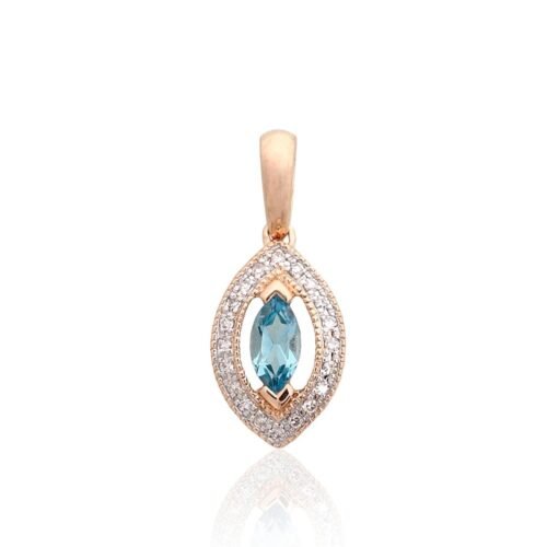 Gold pendant with Diamonds , Blue Topaz