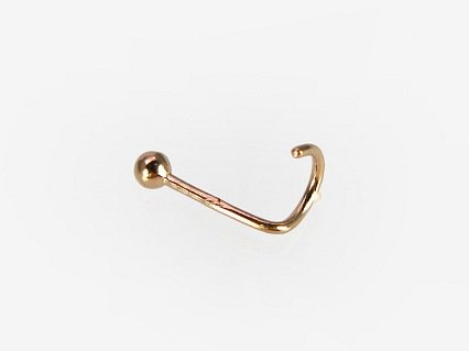 Alternative view of Gold piercing for nose