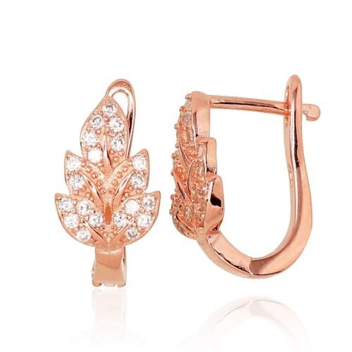 Silver earrings with 'english' lock with Zirkons
