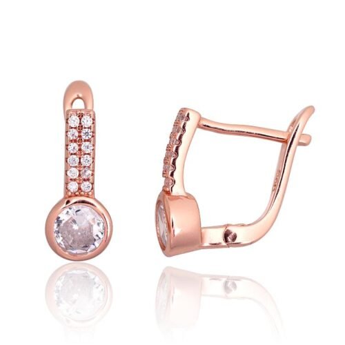 Silver earrings with 'english' lock with Zirkons