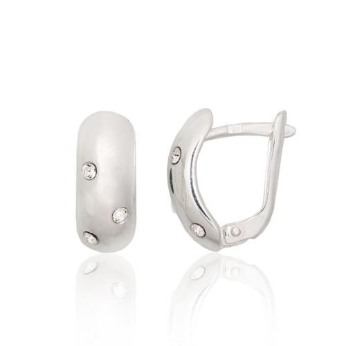 Silver earrings with 'english' lock with Zirkons