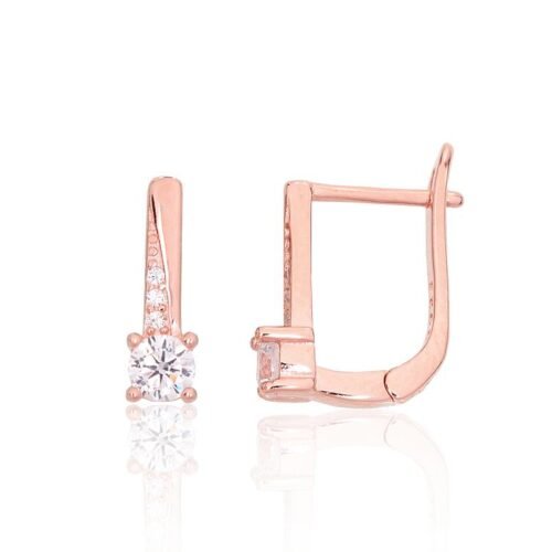 Silver earrings with 'english' lock with Zirkons