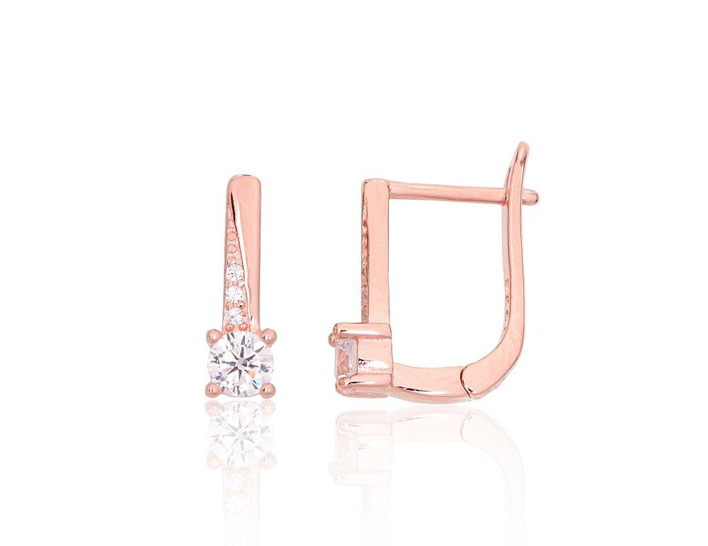 Silver earrings with 'english' lock with Zirkons