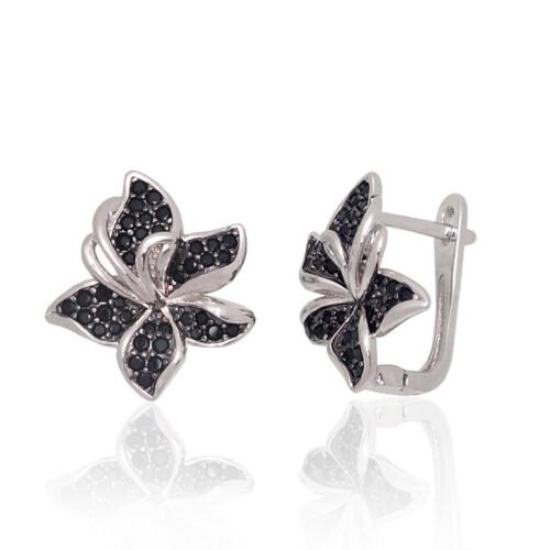 Silver earrings with 'english' lock with Zirkons