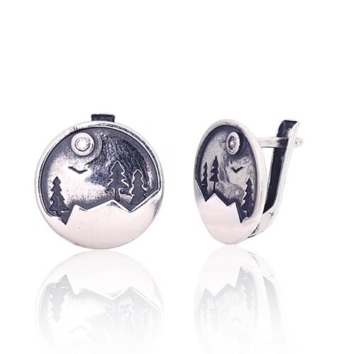 Silver earrings with 'english' lock with Zirkons