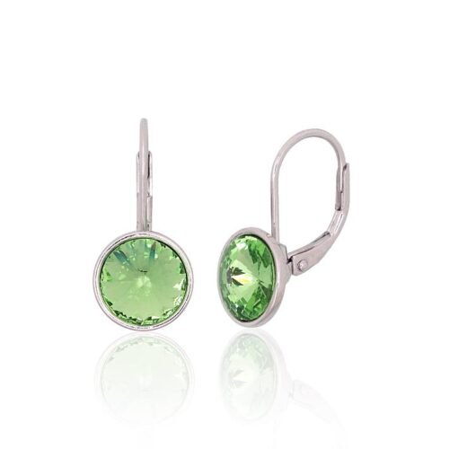 Silver earrings with 'english' lock with Crystals