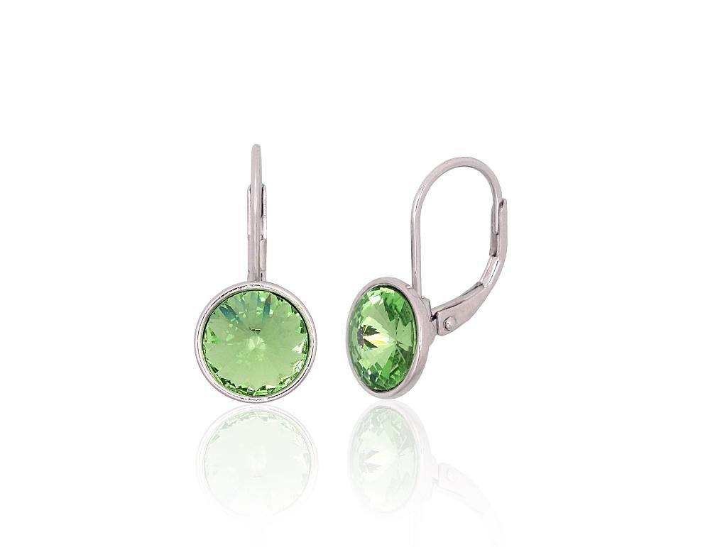 Silver earrings with 'english' lock with Crystals