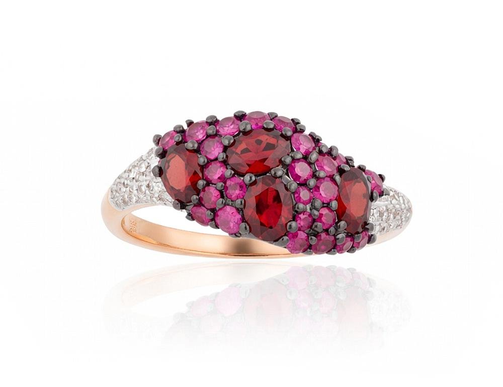 Gold ring with Diamonds , Ruby , Garnet
