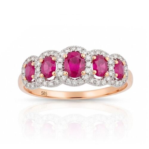 Gold ring with Diamonds , Ruby