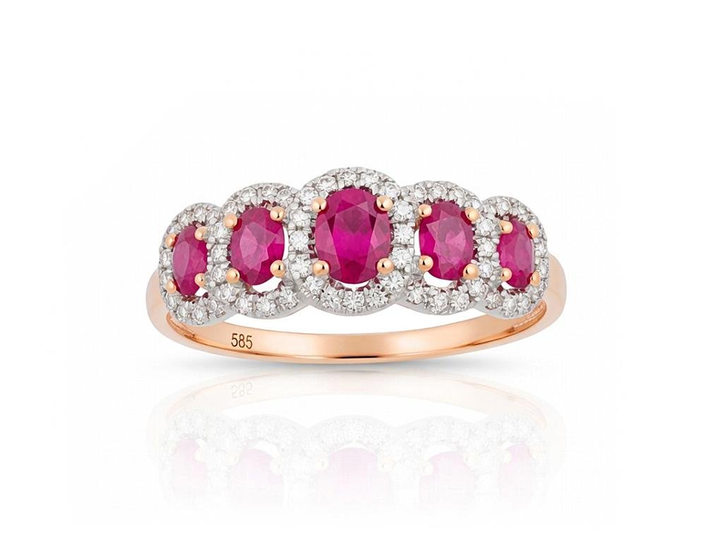 Gold ring with Diamonds , Ruby