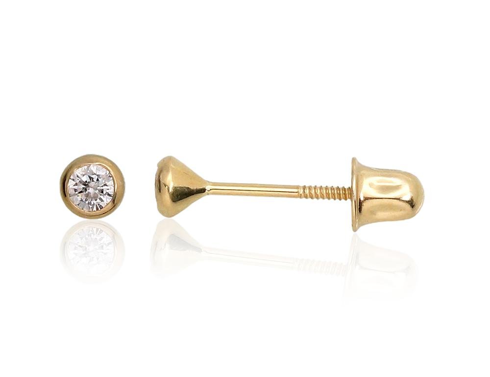 Gold screw studs earrings with Zirkons