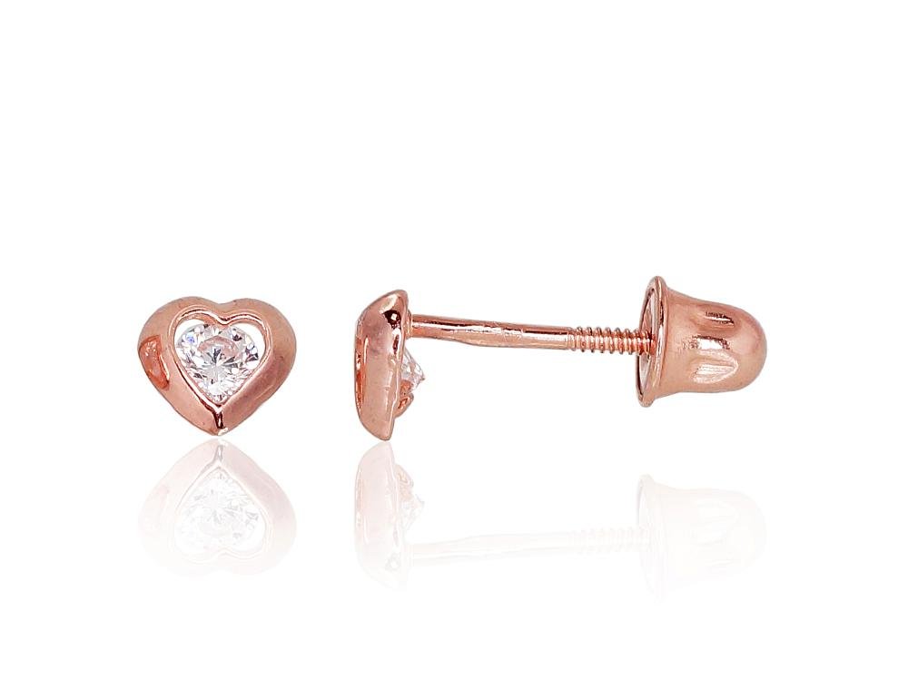 Gold screw studs earrings with Zirkons