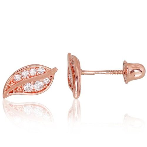 Gold screw studs earrings with Zirkons