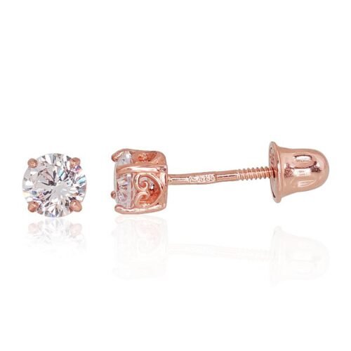 Gold screw studs earrings with Zirkons