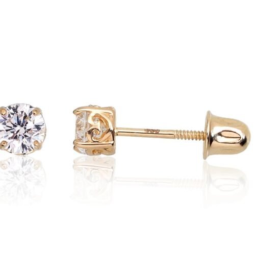 Gold screw studs earrings with Zirkons