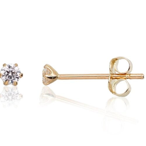 Gold classic studs earrings with Zirkons