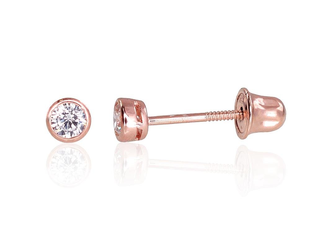 Gold screw studs earrings with Zirkons