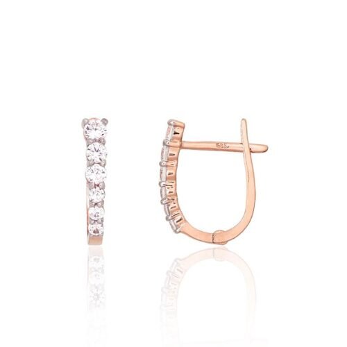 Gold earrings with 'english' lock with Zirkons