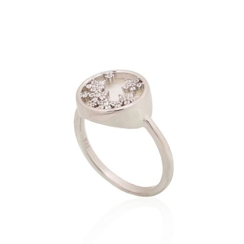 Alternative view of Silver ring with Zirkons , Mother-of-pearl