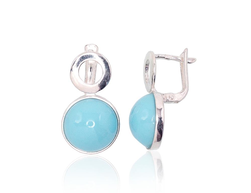Silver earrings with 'english' lock with Plastic