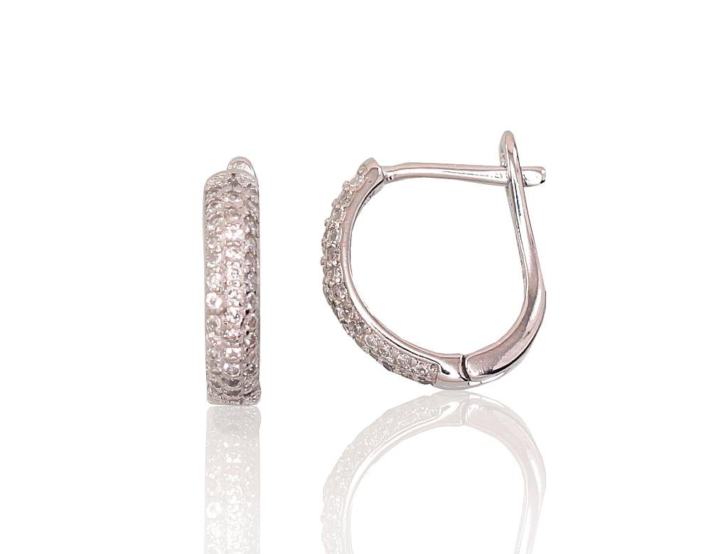 Silver earrings with 'english' lock with Zirkons