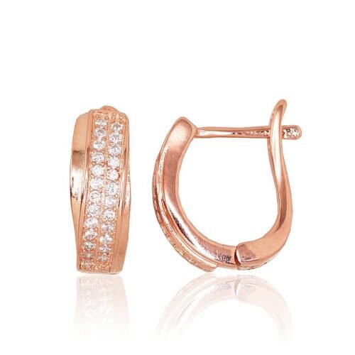 Silver earrings with 'english' lock with Zirkons