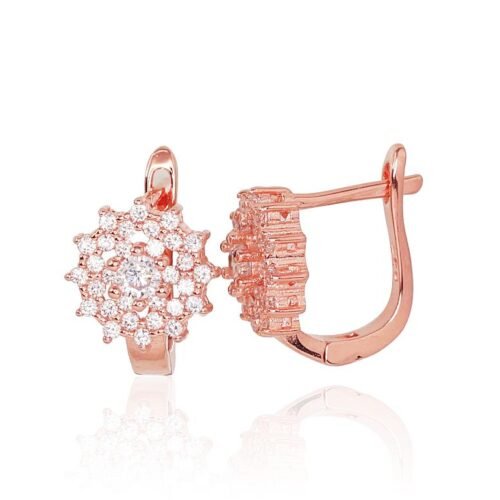 Silver earrings with 'english' lock with Zirkons