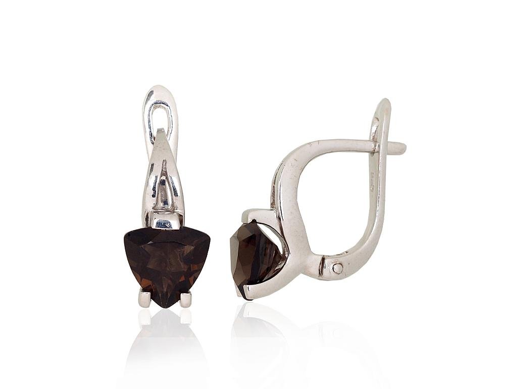 Silver earrings with Smoky Quarz