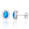 Silver stud earrings with Zirkons , Opalit