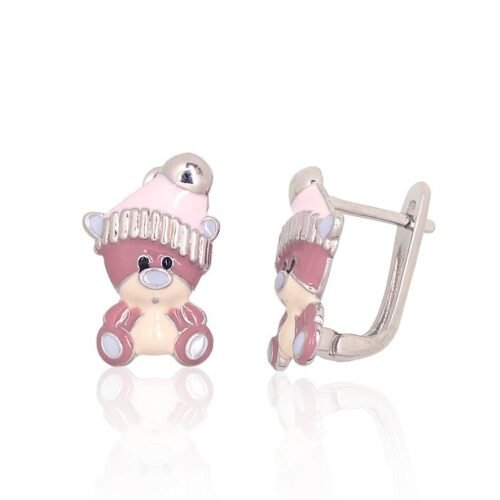 Silver earrings with 'english' lock with Jewelery enamel