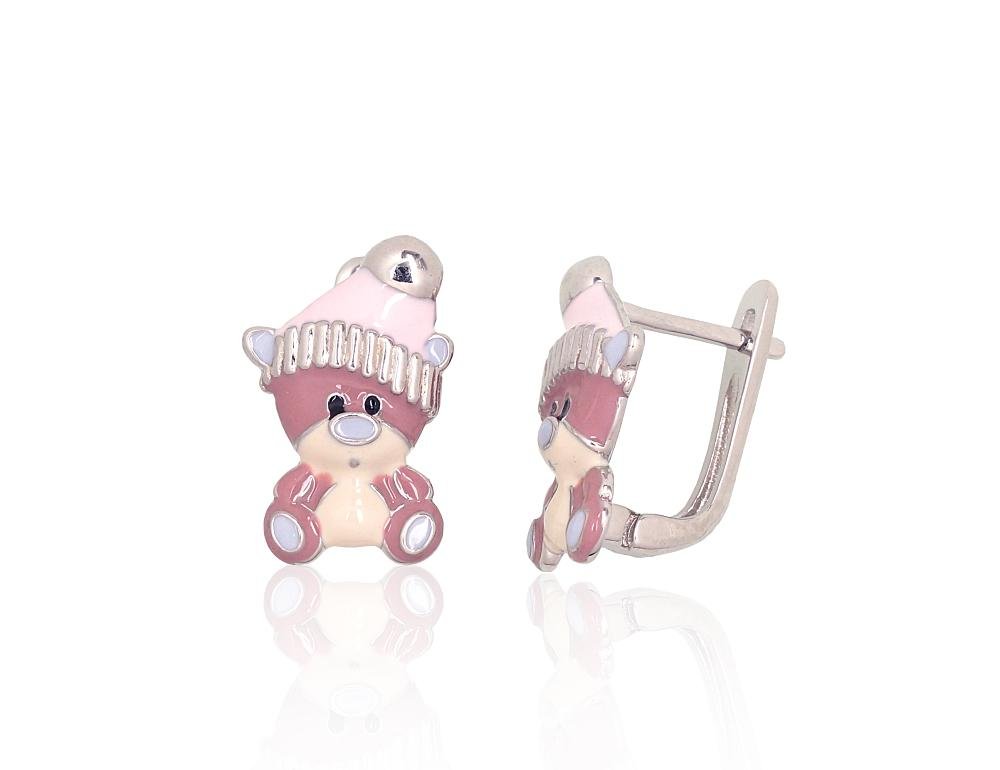Silver earrings with 'english' lock with Jewelery enamel