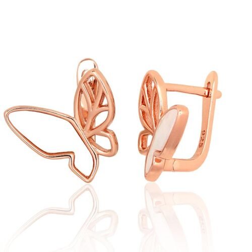 Silver earrings with 'english' lock with Mother-of-pearl