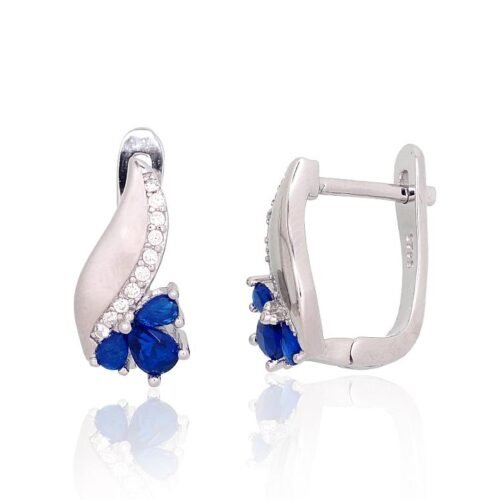 Silver earrings with 'english' lock with Zirkons