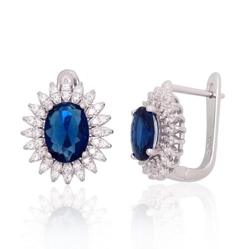 Silver earrings with 'english' lock with Zirkons