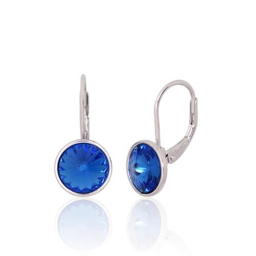 Silver earrings with 'english' lock with Crystals