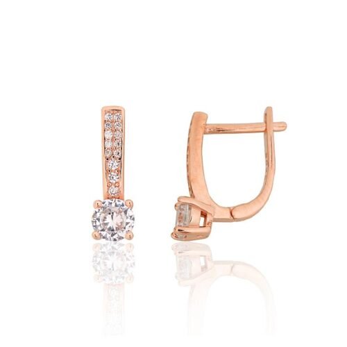 Silver earrings with 'english' lock with Zirkons
