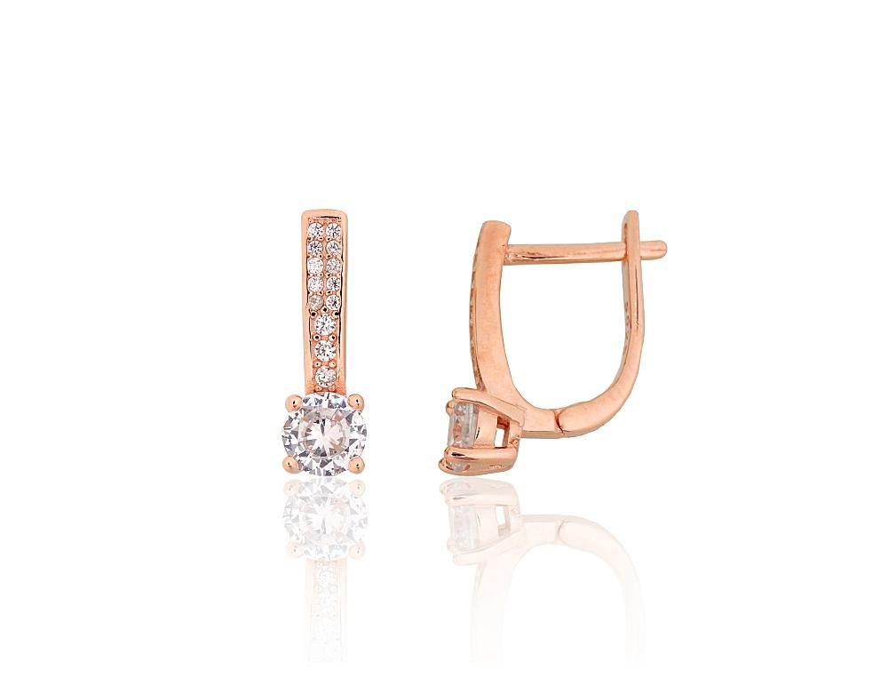 Silver earrings with 'english' lock with Zirkons